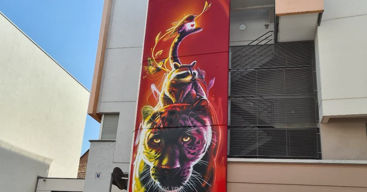 Schiltigheim. Arte callejero: tres frescos coloridos de Dan 23 se instalan en la rue de-Lattre-de-Tassigny.