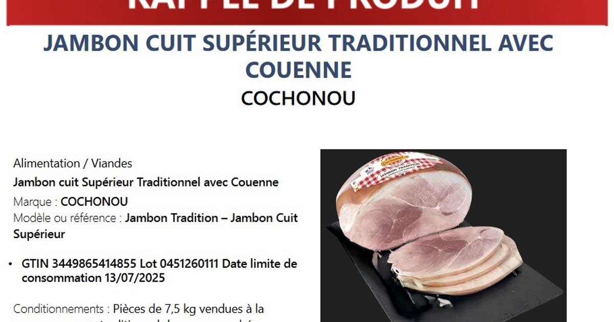 Health. Listeria: Cochonou ham sold at Leclerc unfit for consumption