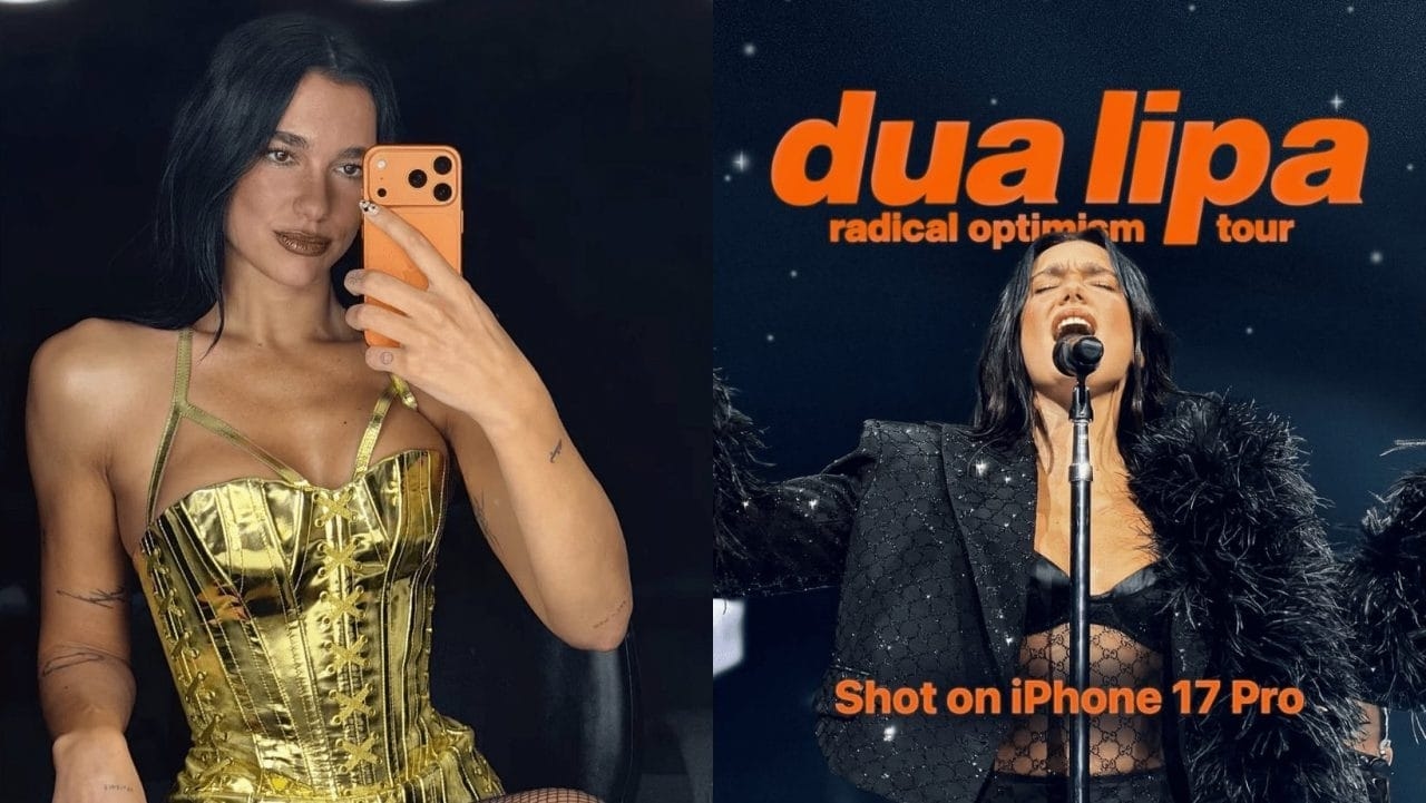 Dua Lipa prova l'iPhone 17 Pro e mostra il suo tour sui social media.