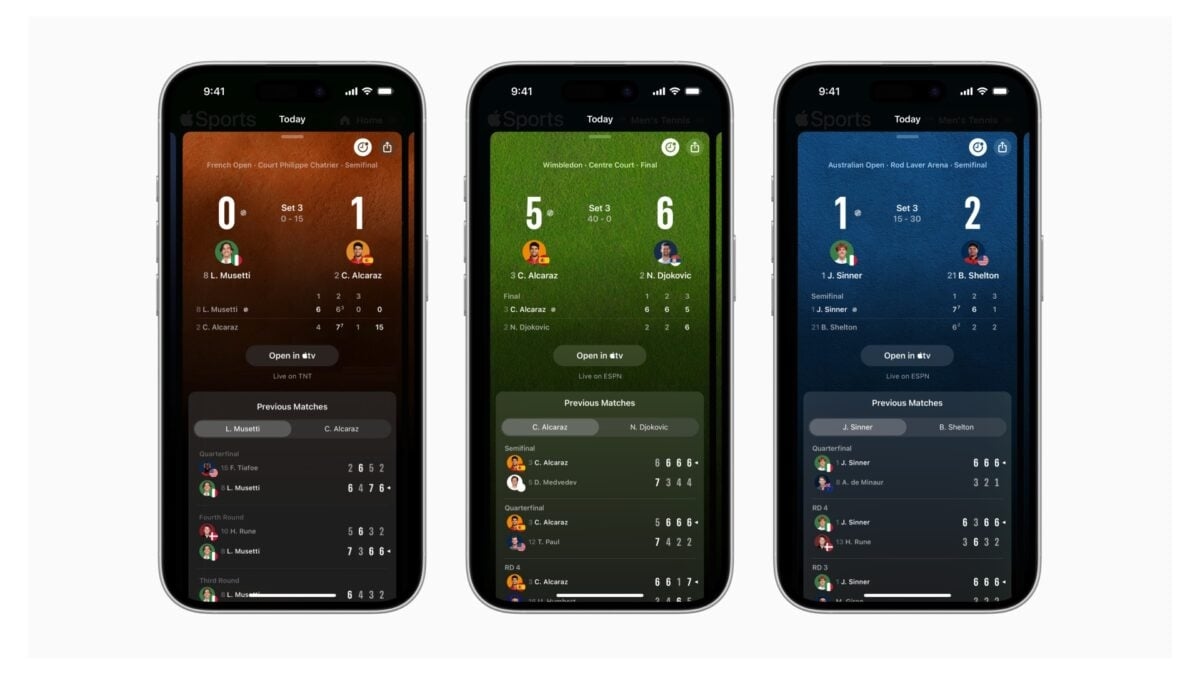 Apple spera che il tennis ti ricordi che esiste l'app Apple Sports