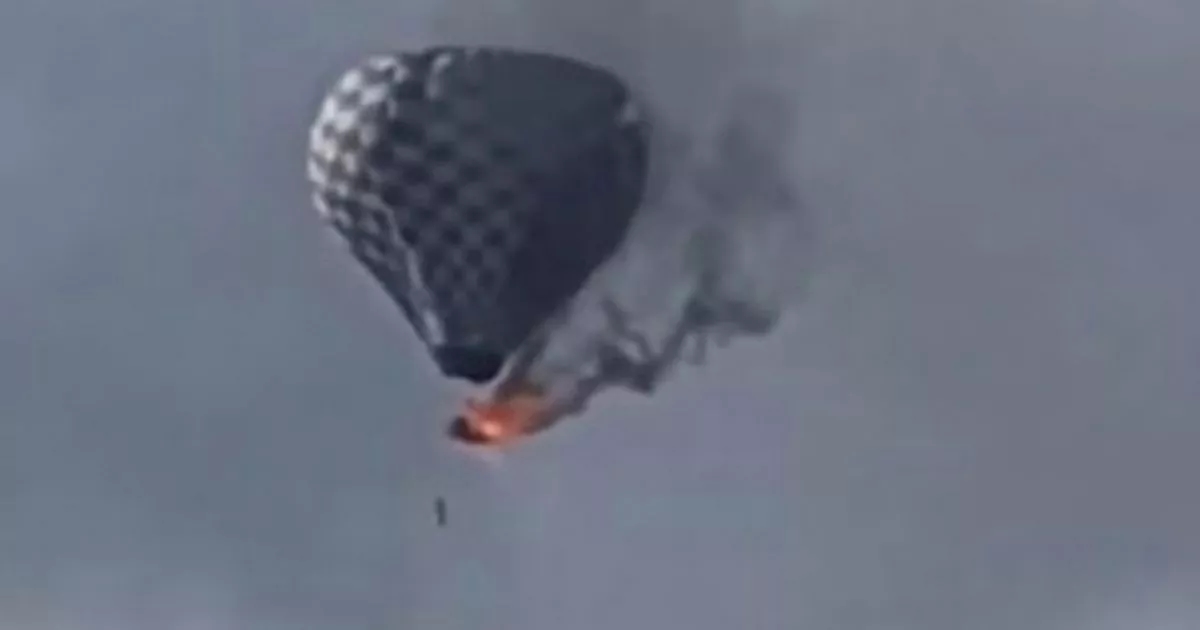 Harrowing footage captures moment man falls to his death from hot air balloon