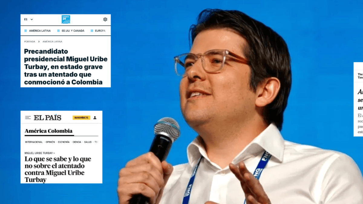 How are the international media reporting the attack on Senator Miguel Uribe Turbay?