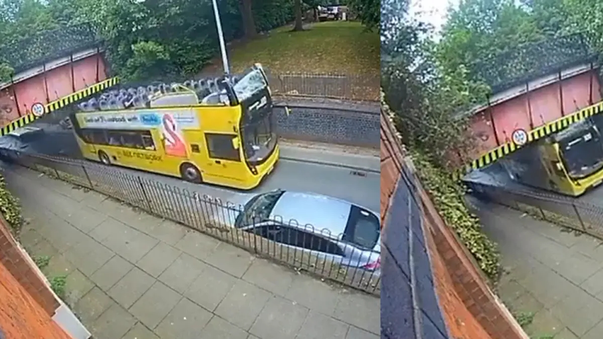 Vídeo | Ônibus de dois andares bate em ponte na Inglaterra e fere 20 pessoas
