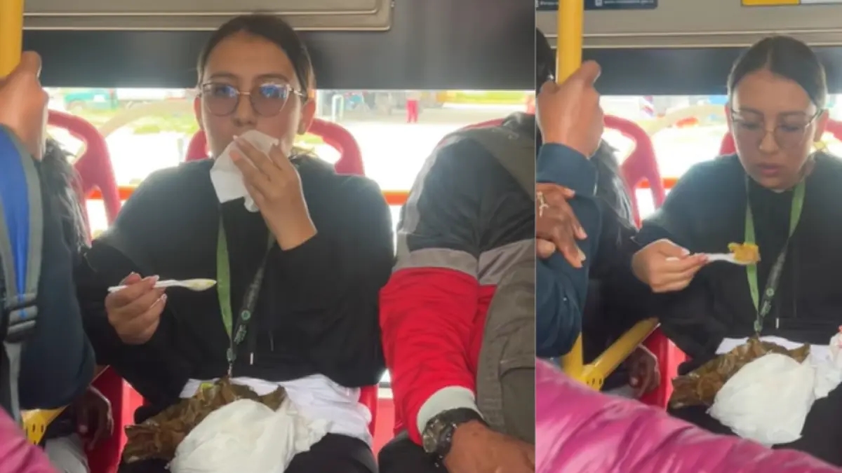 Vrouw gaat viraal op sociale media nadat ze tamale eet in een TransMilenio-bus: 'Wat respectloos!'