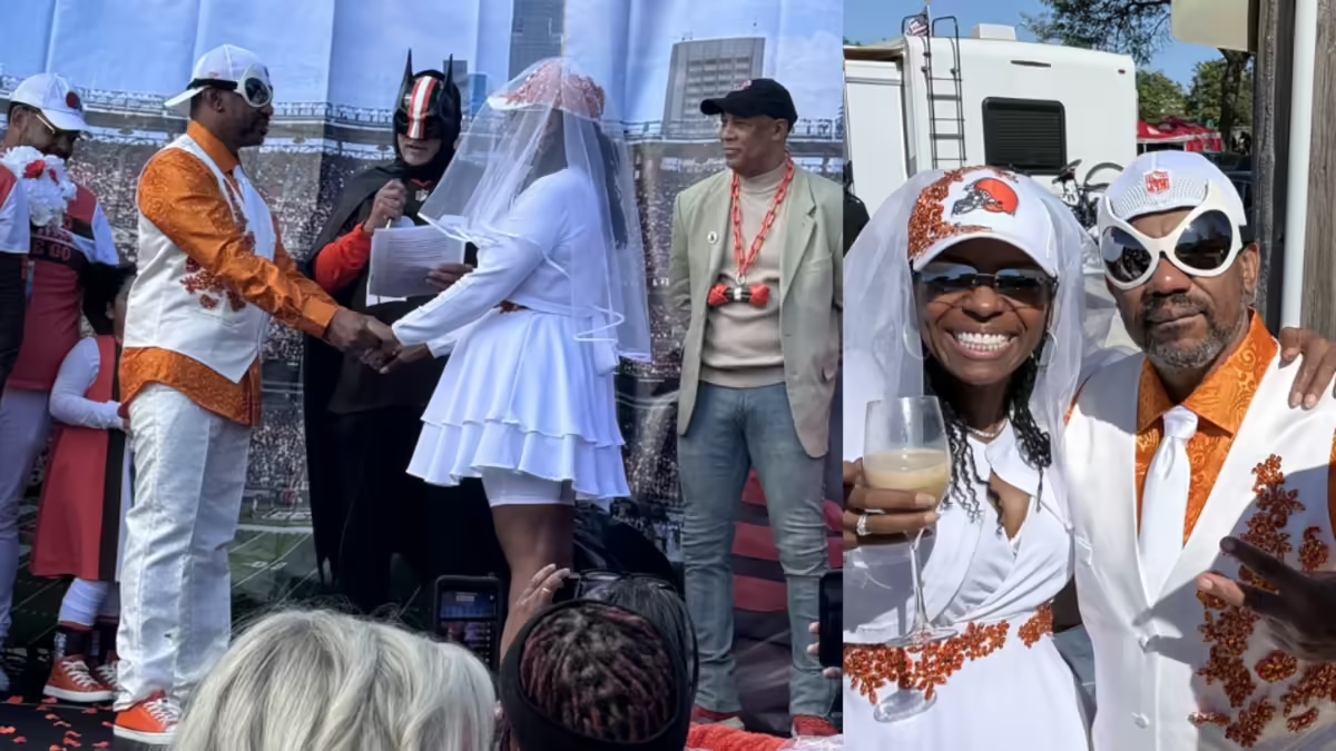 Fans der Cleveland Browns heirateten vor dem Stadion, in dem ihre Liebesgeschichte begann.