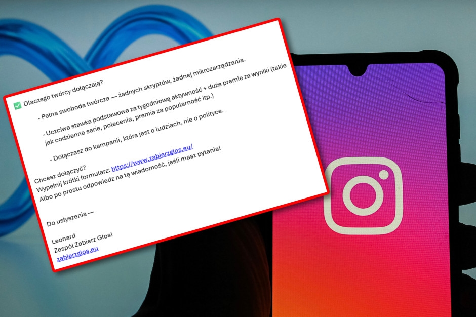 Polnische Influencer wurden ermutigt, Beiträge über die Kampagne zu veröffentlichen. Im Hintergrund Geld für Reichweite