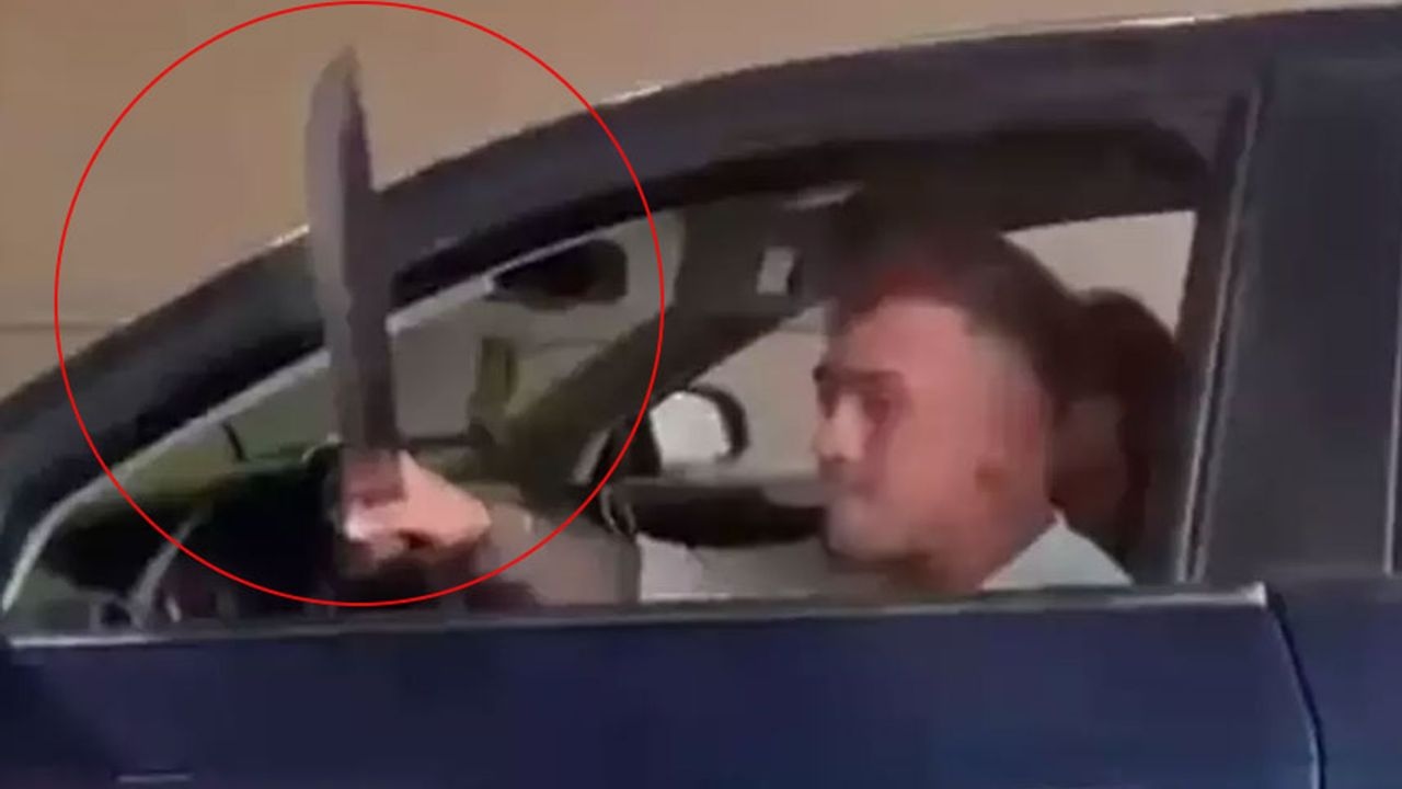 O kurczę! Groźba nożem do kebabów z samochodu