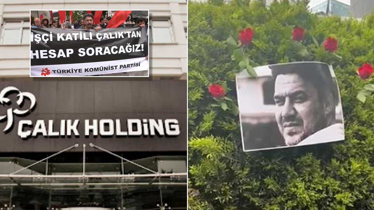 Protest vor der Çalık Holding! Foto des ermordeten Arbeiters aufgehängt