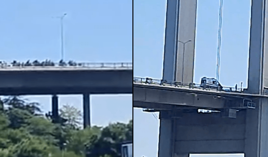 Alarme em Istambul! Ele subiu à ponte com uma arma na mão, o trânsito parou