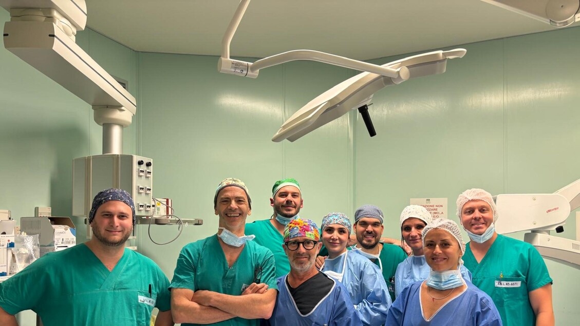 A patient recovers his hearing after surgery at a hospital in Asti.