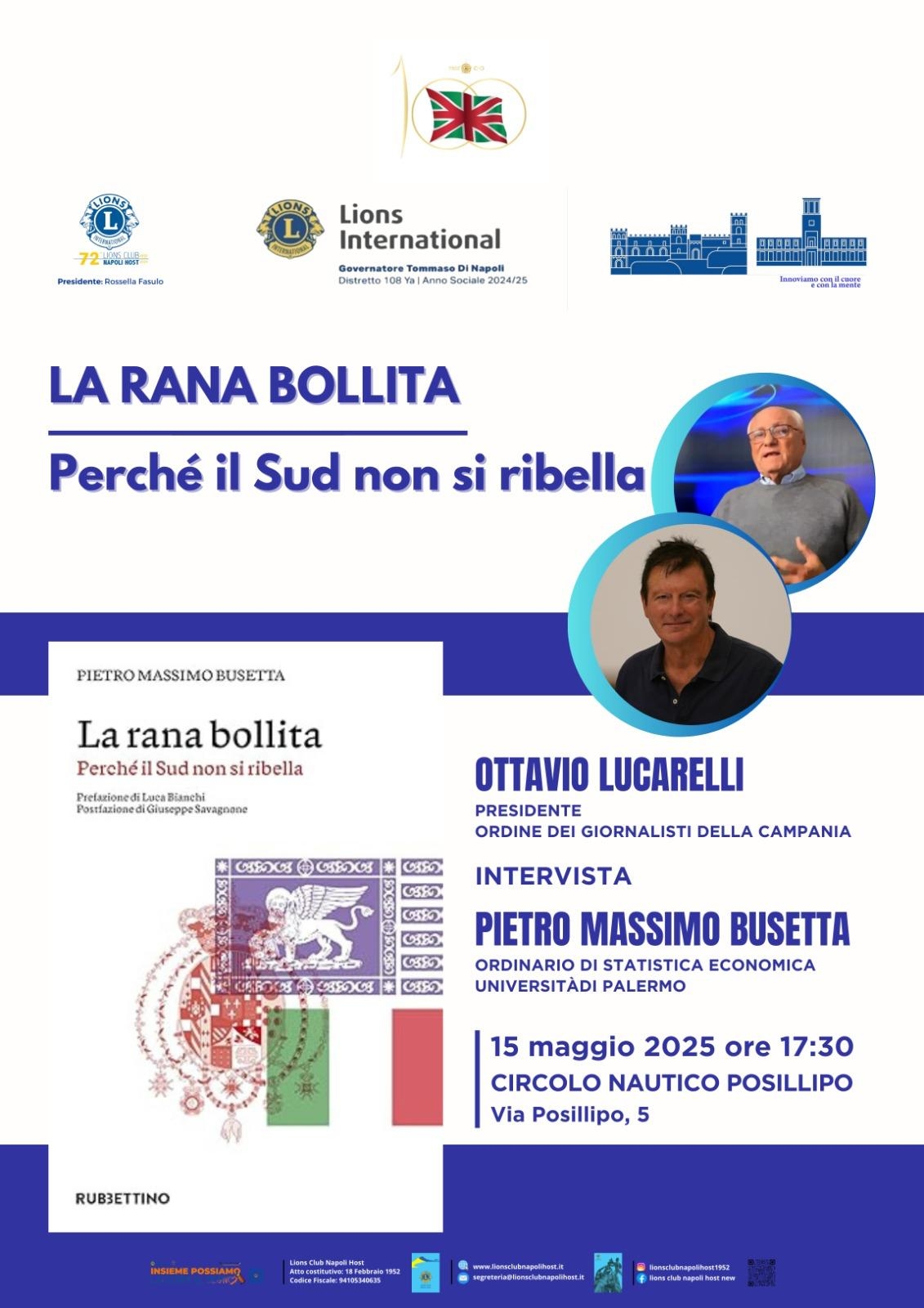 Waarom komt het Zuiden niet in opstand? "De gekookte kikker" van Pietro Massimo Busetta morgen in het Circolo Posillipo