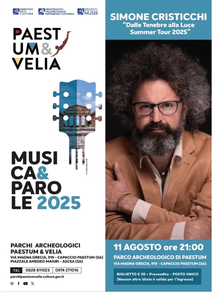 Simone Cristicchi en Paestum con "De la oscuridad a la luz": un viaje a través de la música, la poesía y el teatro.