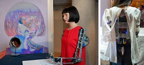 Ein anthropomorpher Roboter behauptet, Porträts zu malen, „ohne die Absicht, Menschen zu ersetzen“.