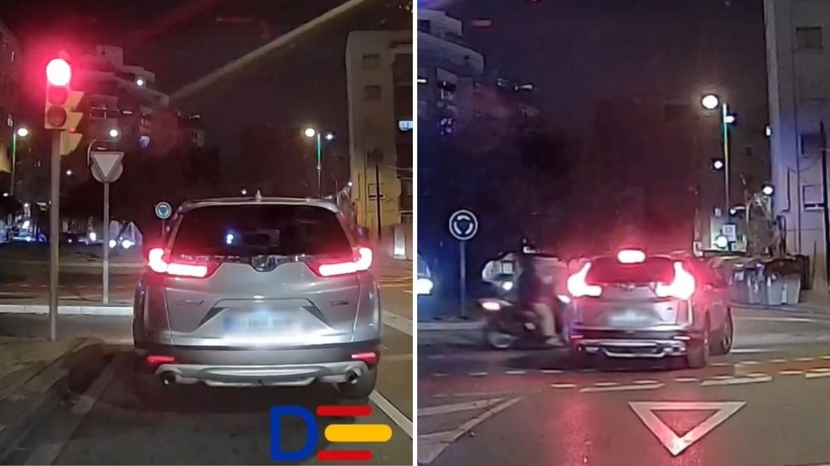 Le moment scandaleux où un conducteur grille un feu rouge dans une rue de L'Hospitalet de Llobregat