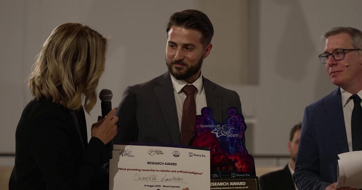 Fondazione Mondo Digitale premia Clemente Lauretti "ricercatore più promettente in robotica e AI"
