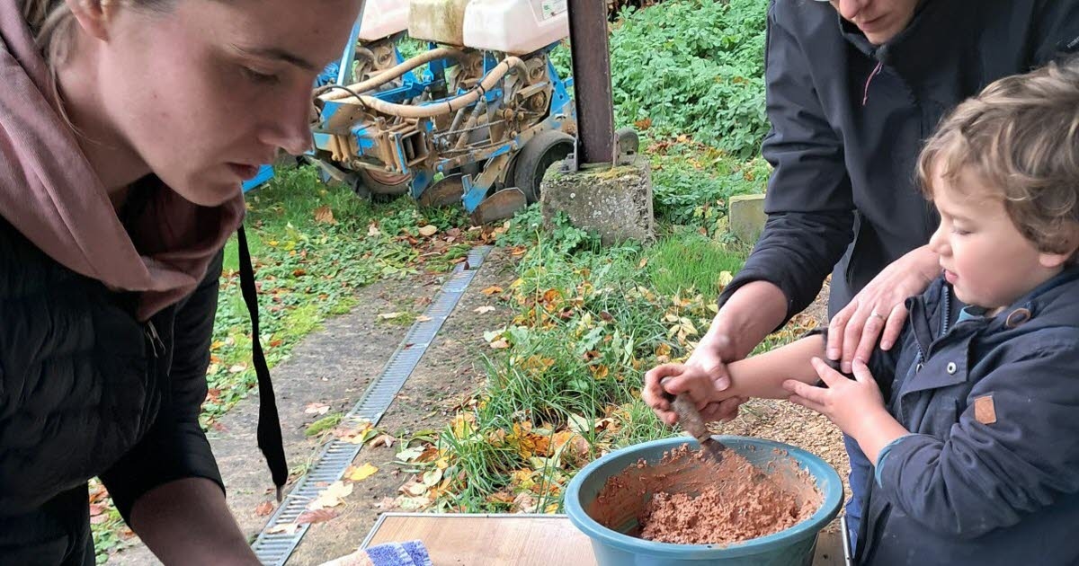Bernécourt. Construyendo nidos para recibir a las golondrinas a su regreso.