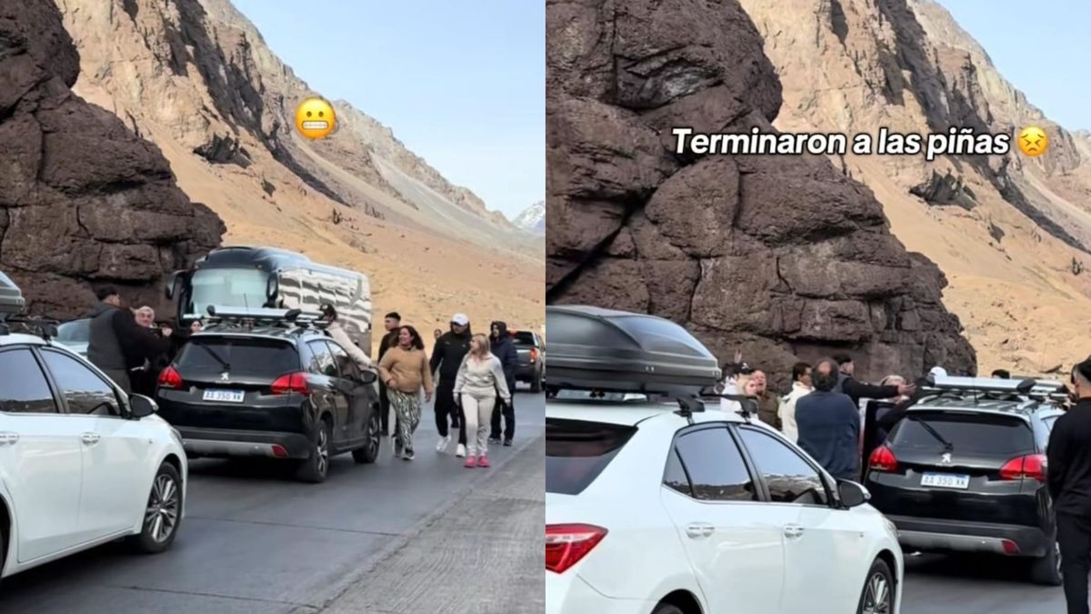 Attraversamento cileno: tentativo di "tagliare la strada" alla lunga fila di veicoli, con conseguenti tensioni in alta montagna.